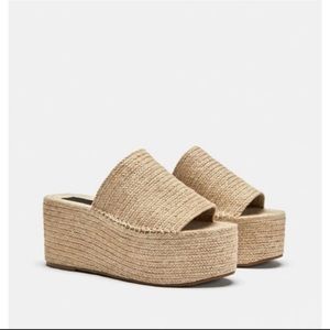 Zara jute raffia platform wedges